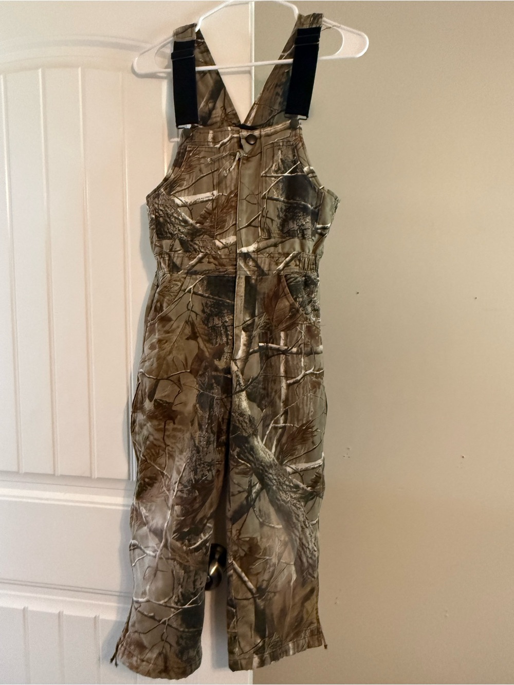 Kids Camo Overalls in Brown/Green - Durable Outdoor Bibs